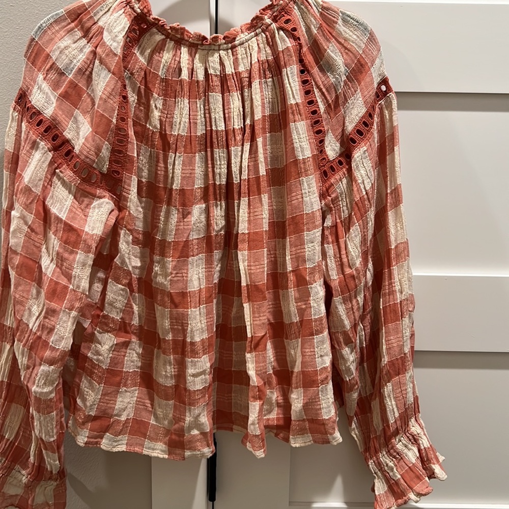 Free people plaid flowing blouse - Picture 6 of 8